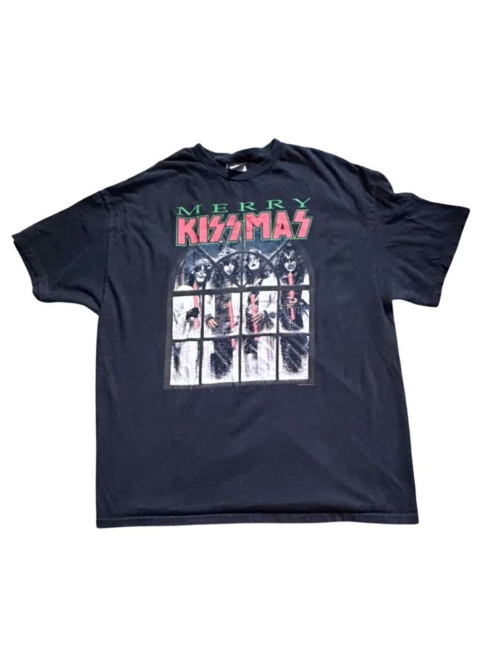 Wonderland Classic Rock "Merry Kissmas" KISS T-Shirt-Adult 2XL-Black-Fair